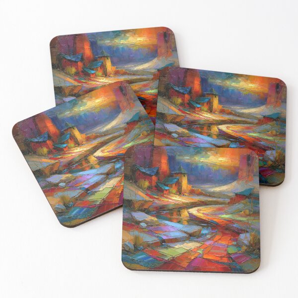 Item preview, Rainbow Paths Through the Mountain Village designed and sold by Neural Brushstrokes.