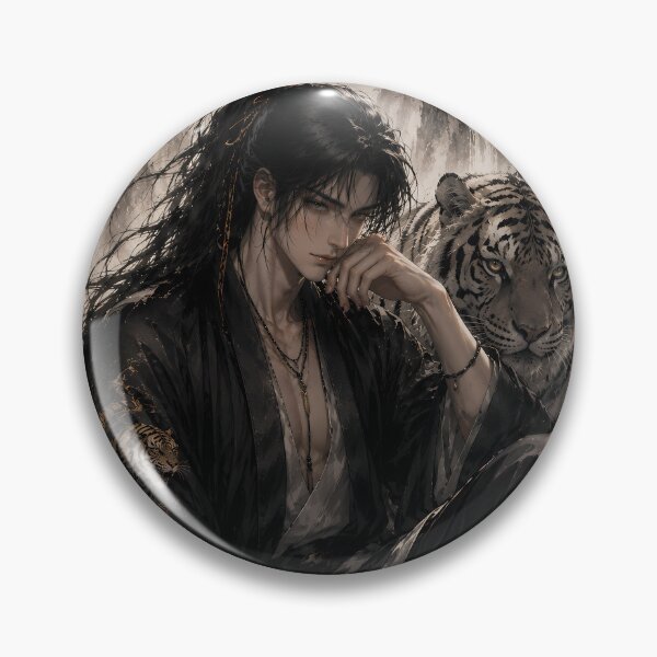 Item preview, White Tiger and Swordsman | Oriental Ink Fantasy Art | Martial Arts Warrior | Asian Ink Painting | Majestic Tiger Wall Decor | Mystic Wildlife Illustration designed and sold by ManJiangHong.