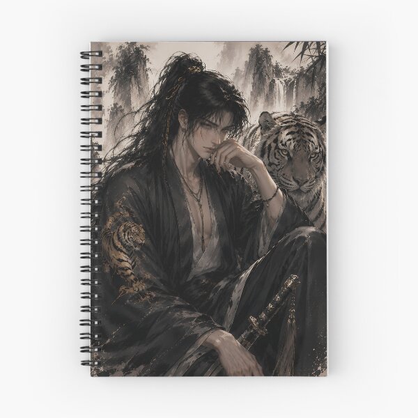 Item preview, White Tiger and Swordsman | Oriental Ink Fantasy Art | Martial Arts Warrior | Asian Ink Painting | Majestic Tiger Wall Decor | Mystic Wildlife Illustration designed and sold by ManJiangHong.
