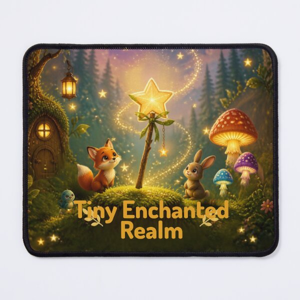 Item preview, Tiny Enchanted Realm – Magical Fantasy Forest Fox Bunny Fairy Mushroom Nature Art designed and sold by DervoTeck2767.