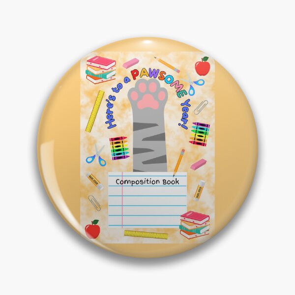 Item preview, Gray Tabby Cat Pawsome School Year Composition Book designed and sold by MYCatStuff.