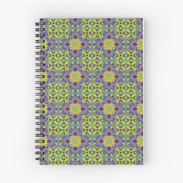 Item preview, Gray Yellow Green Folk Floral Checkerboard Pattern designed and sold by 555Design.