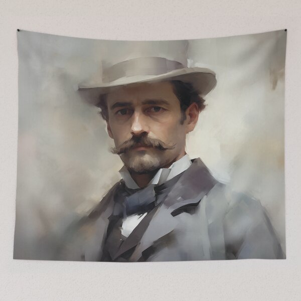 Item preview, Victorian Gentleman Portrait with Mustache and Hat designed and sold by AniDragonfly.
