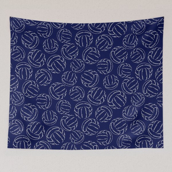 Item preview, Volleyballs line art sketch pattern - navy blue designed and sold by katzdzynes.