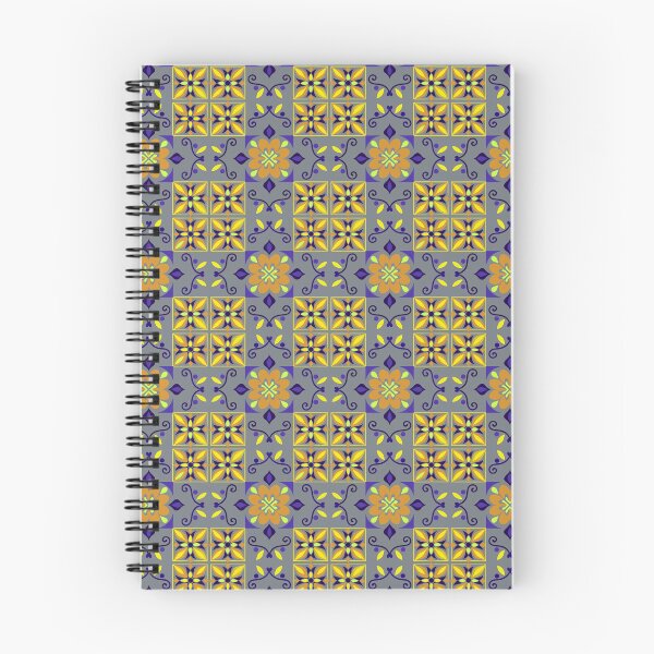 Item preview, Gray Gold Amber Folk Floral Checkerboard Pattern designed and sold by 555Design.
