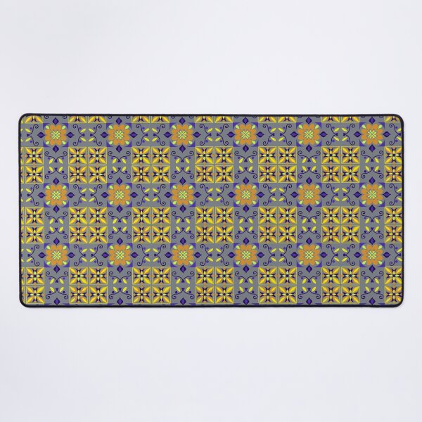 Item preview, Gray Gold Amber Folk Floral Checkerboard Pattern designed and sold by 555Design.
