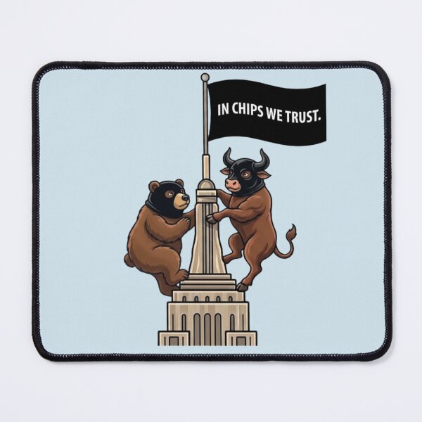 Item preview, Empire State Building Couple Climbing: Wall Street Bull & Bear Parody designed and sold by Coastal Joy.