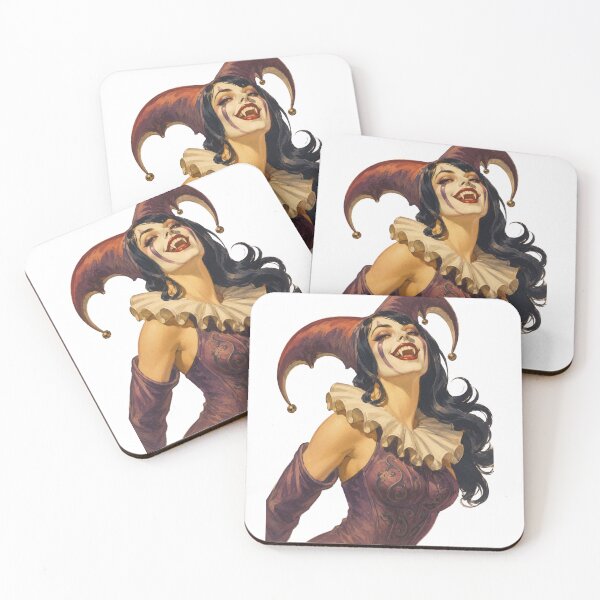 Item preview, Vintage Jester Pin Up Girl | Gothic Harlequin Original Retro Illustration designed and sold by Cosplayvintage.