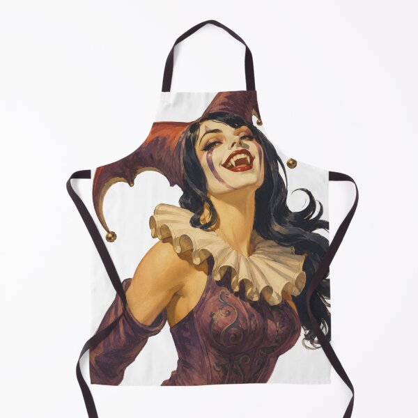 Item preview, Vintage Jester Pin Up Girl | Gothic Harlequin Original Retro Illustration designed and sold by Cosplayvintage.