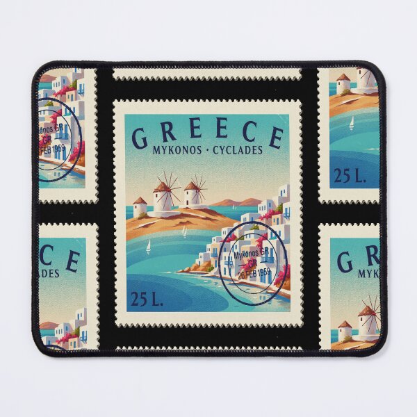 Item preview, Mykonos Greece Windmills Little Venice Postage Stamp Sticker designed and sold by stickercuffs.