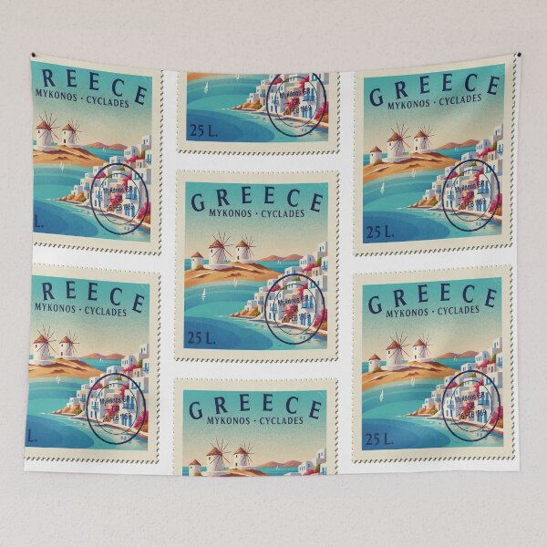Item preview, Mykonos Greece Windmills Little Venice Postage Stamp Sticker designed and sold by stickercuffs.