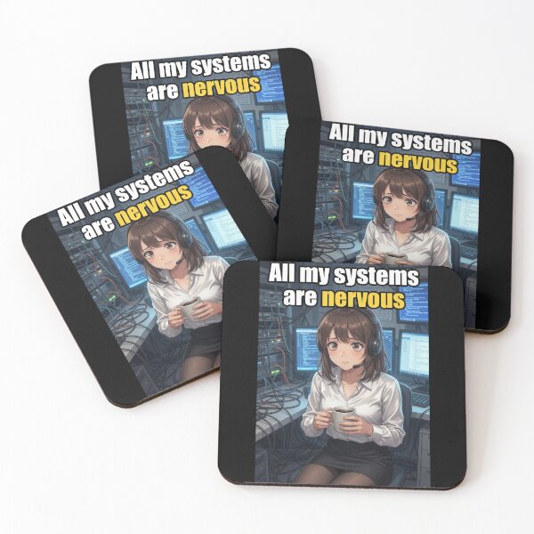 Item preview, All My Systems Are Nervous | Funny IT Sysadmin Tech Support Pun Anime Meme designed and sold by Amber Sky Creations.