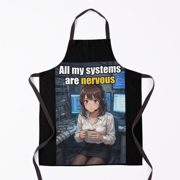 Item preview, All My Systems Are Nervous | Funny IT Sysadmin Tech Support Pun Anime Meme designed and sold by Amber Sky Creations.