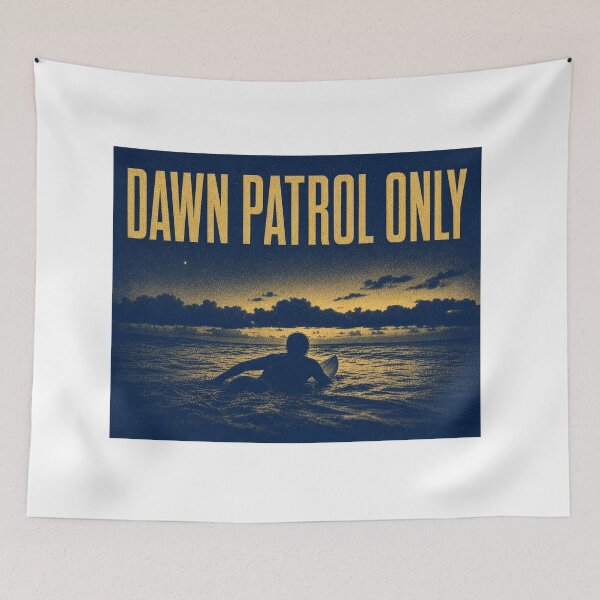 Item preview, Dawn Patrol Only Risograph Surf Print Navy Gold Art Poster Sticker Surfer Gift designed and sold by sharifex.