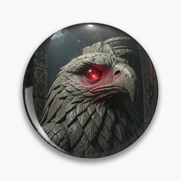 Item preview, Mystical Temple Eagle Stone Carving with Flickering Red Gemstone Eye designed and sold by TaBogroupsRed.