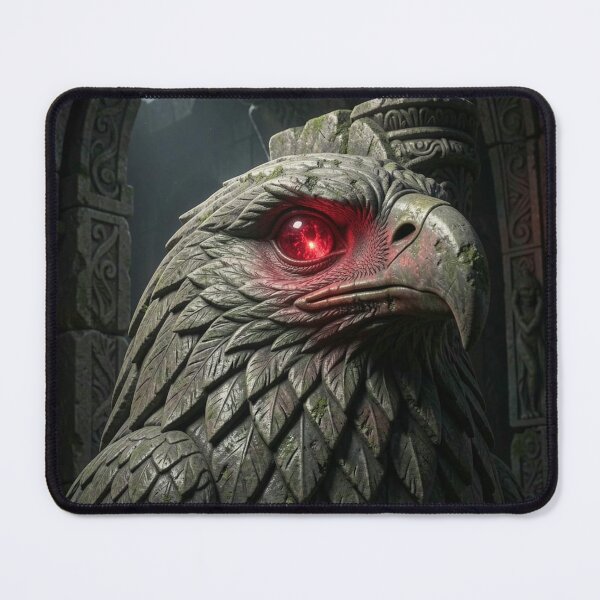 Item preview, Mystical Temple Eagle Stone Carving with Flickering Red Gemstone Eye designed and sold by TaBogroupsRed.