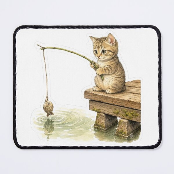 Item preview, Curious Kitten Fishing designed and sold by Snurly.