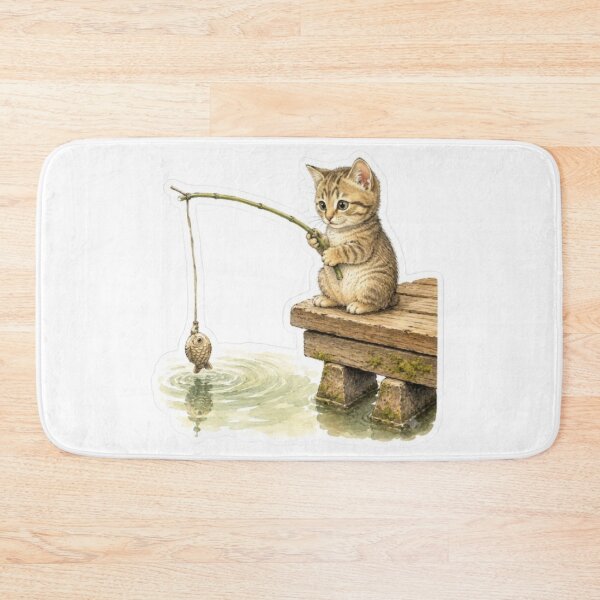 Item preview, Curious Kitten Fishing designed and sold by Snurly.