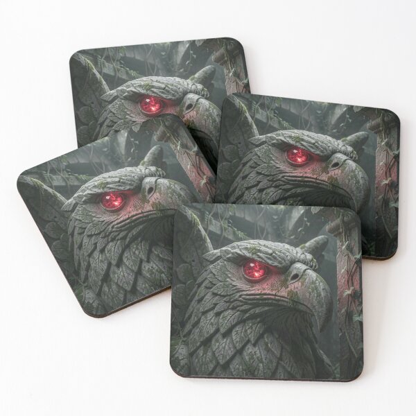 Item preview, Close-Up Mystic Eagle Guardian Statue with Radiant Glowing Ruby Eyes designed and sold by TaBogroupsRed.