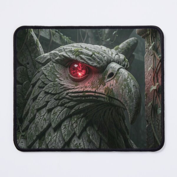 Item preview, Close-Up Mystic Eagle Guardian Statue with Radiant Glowing Ruby Eyes designed and sold by TaBogroupsRed.