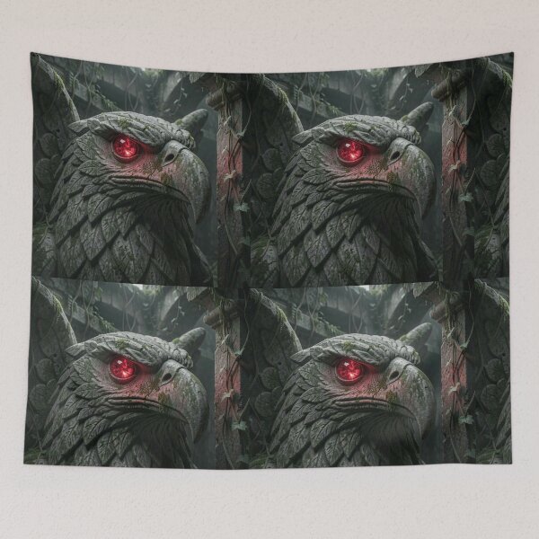 Item preview, Close-Up Mystic Eagle Guardian Statue with Radiant Glowing Ruby Eyes designed and sold by TaBogroupsRed.