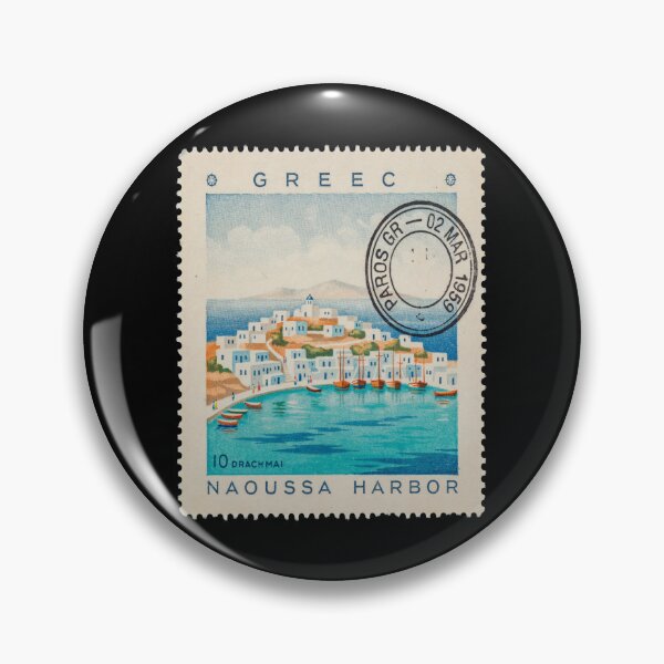 Item preview, Paros Greece Naoussa Harbor Cycladic Postage Stamp Sticker designed and sold by stickercuffs.