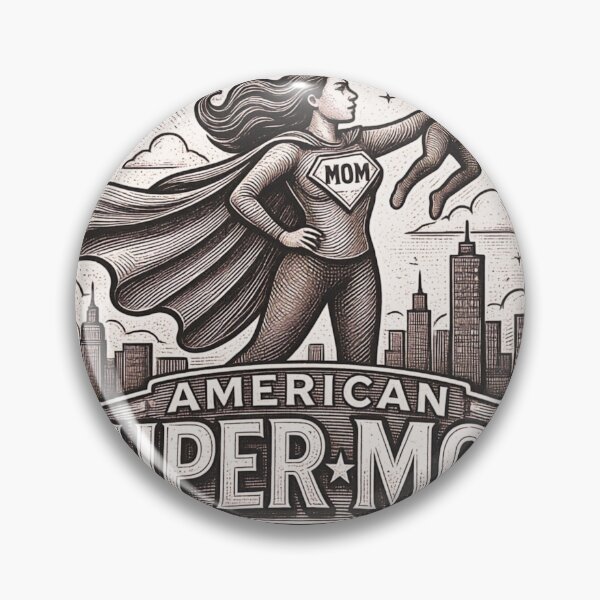 Item preview, All-American Super Mom | Vintage Working Mom Engraved Illustration Style | Mother's Day Gift designed and sold by Genius Geek.