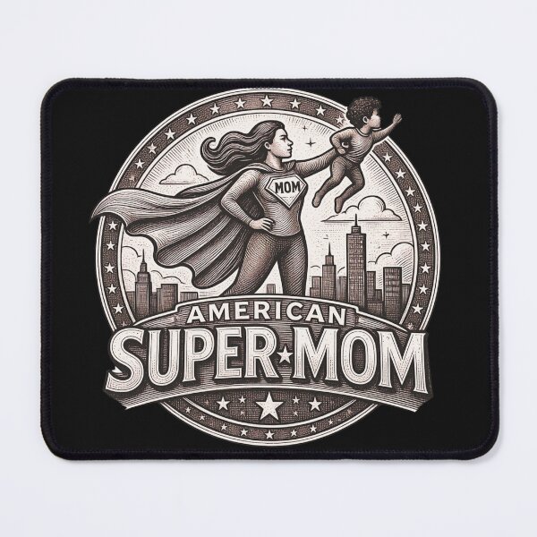 Item preview, All-American Super Mom | Vintage Working Mom Engraved Illustration Style | Mother's Day Gift designed and sold by Genius Geek.