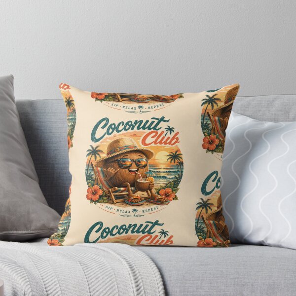Item preview, Coconut Club | Sip Relax Repeat | Retro Tropical Summer Beach Graphic Design designed and sold by Genesis-Ink.