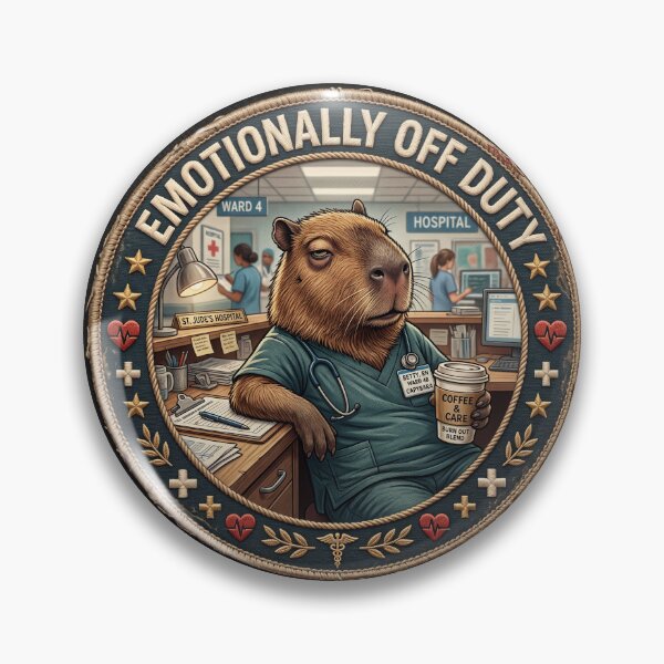 Item preview, Nurse Capybara Shirt – Emotionally Off Duty Vintage Badge Healthcare Tee designed and sold by DmaarGroup.