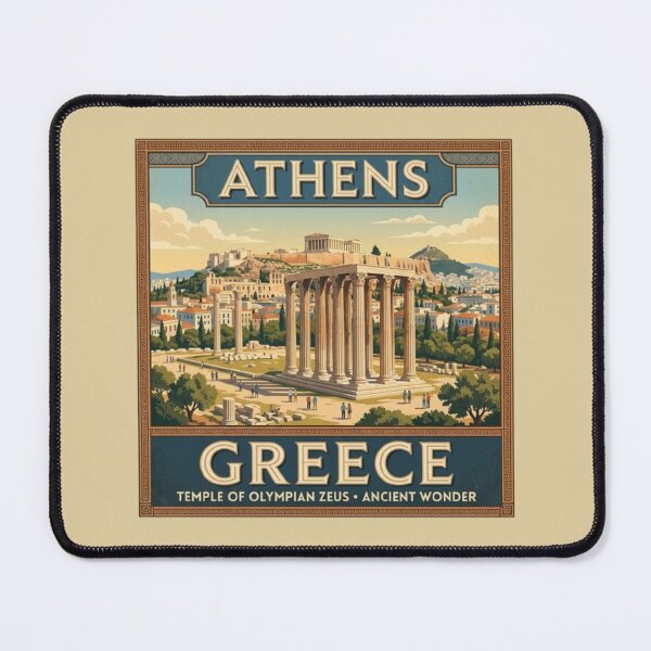 Item preview, Athens Greece Temple of Olympian Zeus Vintage Travel Poster designed and sold by Travel Souvenirs 30.
