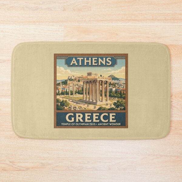 Item preview, Athens Greece Temple of Olympian Zeus Vintage Travel Poster designed and sold by Travel Souvenirs 30.