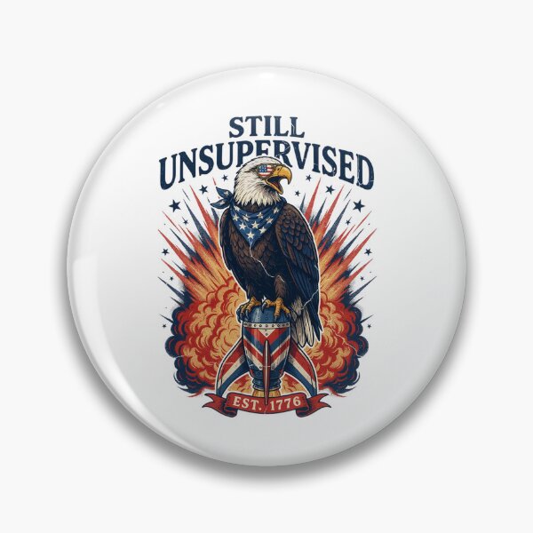 Item preview, Still Unsupervised Eagle Side Perch Banner Tee v2 designed and sold by DarylWelsh2024.