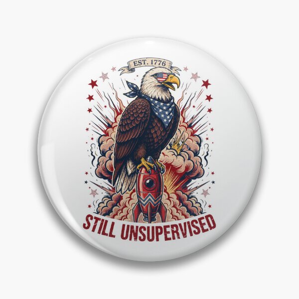 Item preview, Still Unsupervised Eagle Side Perch Banner Tee v4 designed and sold by DarylWelsh2024.