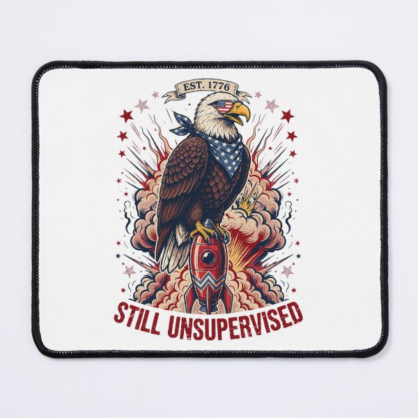 Item preview, Still Unsupervised Eagle Side Perch Banner Tee v4 designed and sold by DarylWelsh2024.