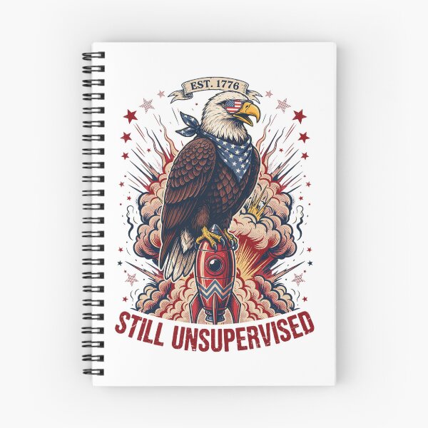 Item preview, Still Unsupervised Eagle Side Perch Banner Tee v4 designed and sold by DarylWelsh2024.