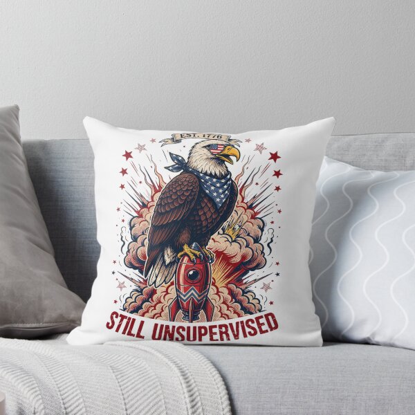 Item preview, Still Unsupervised Eagle Side Perch Banner Tee v4 designed and sold by DarylWelsh2024.