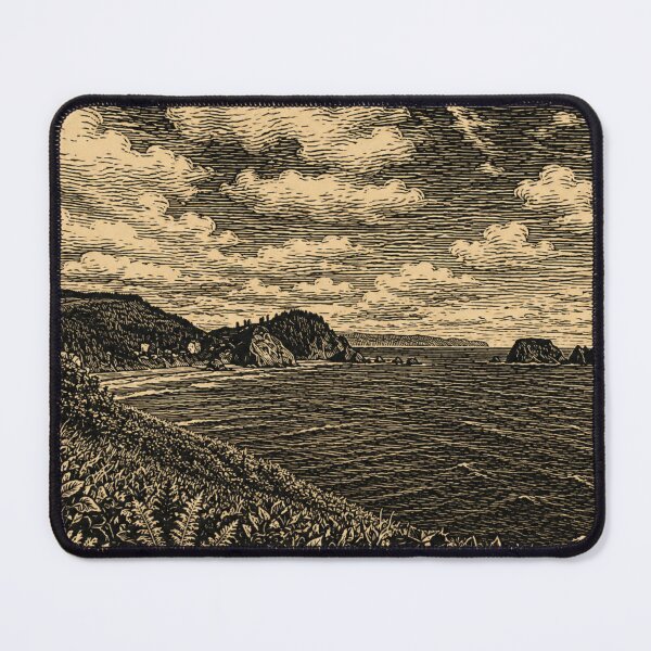 Item preview, Oregon Coast | Coastal Linocut Landscape designed and sold by Linoluca.