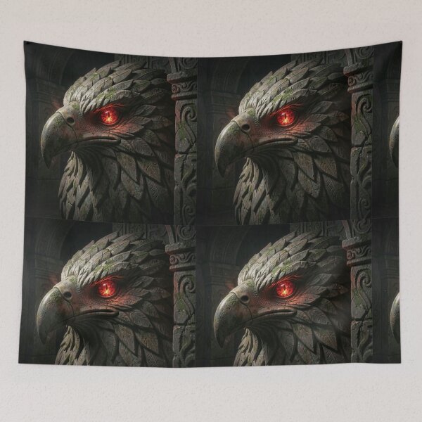 Item preview, Forgotten Ruins Ancient Stone Eagle with Magical Glowing Eye Background designed and sold by TaBogroupsRed.