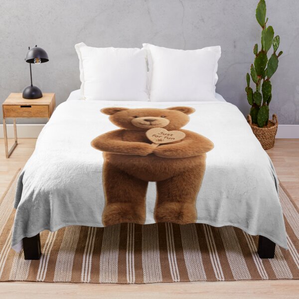 Item preview, 3D Cute Fluffy Teddy Bear Holding Wooden 'Just for Fun' Sign designed and sold by TripleVertex-1.