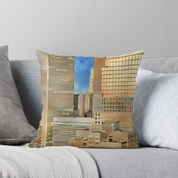 Aperçu de l'œuvre Coucher de soleil en centre-ville créée et vendue par RCWatercolours.