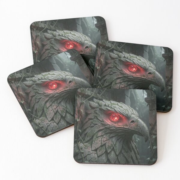 Item preview, Cinematic Dark Temple Stone Eagle Carving and Glowing Ruby Light PNG designed and sold by TaBogroupsRed.