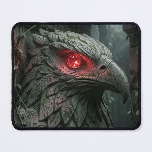 Item preview, Cinematic Dark Temple Stone Eagle Carving and Glowing Ruby Light PNG designed and sold by TaBogroupsRed.