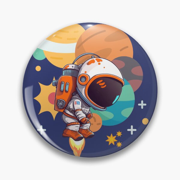 Item preview, Kawaii Astronaut Flying Among Colorful Cartoon Planets designed and sold by Szpaku desart .