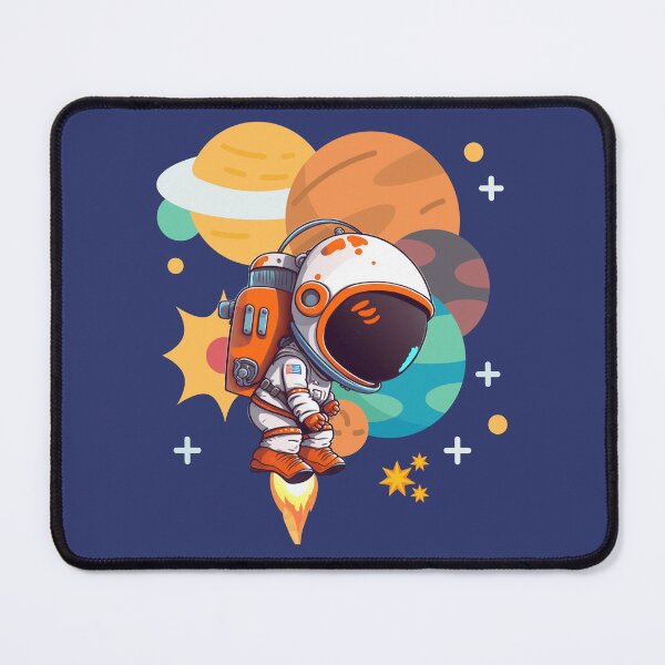 Item preview, Kawaii Astronaut Flying Among Colorful Cartoon Planets designed and sold by Szpaku desart .