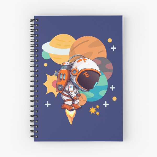 Item preview, Kawaii Astronaut Flying Among Colorful Cartoon Planets designed and sold by Szpaku desart .