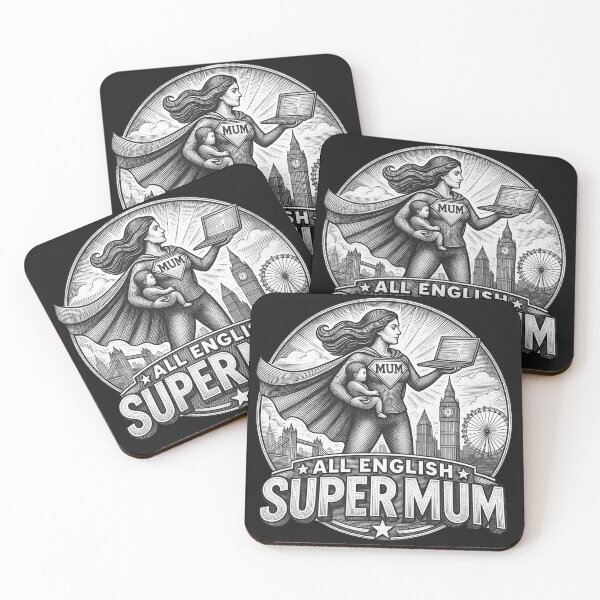 Item preview, All-English USA Super Mom | Vintage Working Mom Drawing Style | Mother's Day Gift designed and sold by Genius Geek.