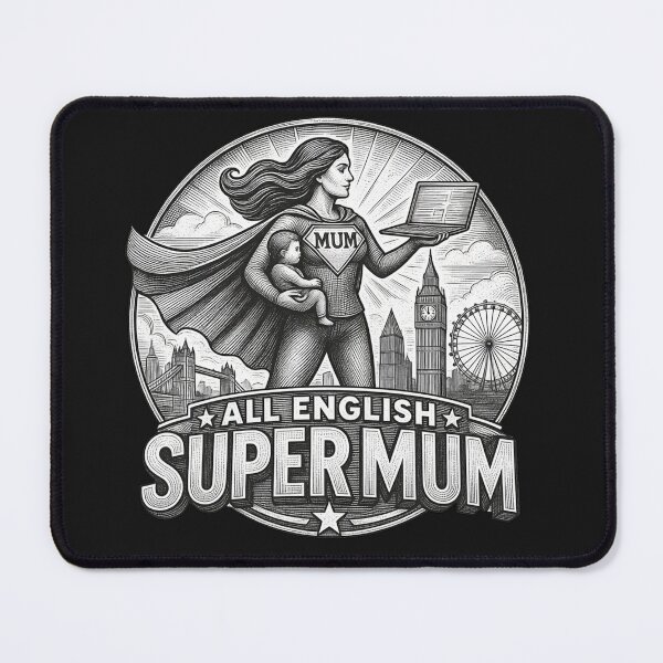 Item preview, All-English USA Super Mom | Vintage Working Mom Drawing Style | Mother's Day Gift designed and sold by Genius Geek.