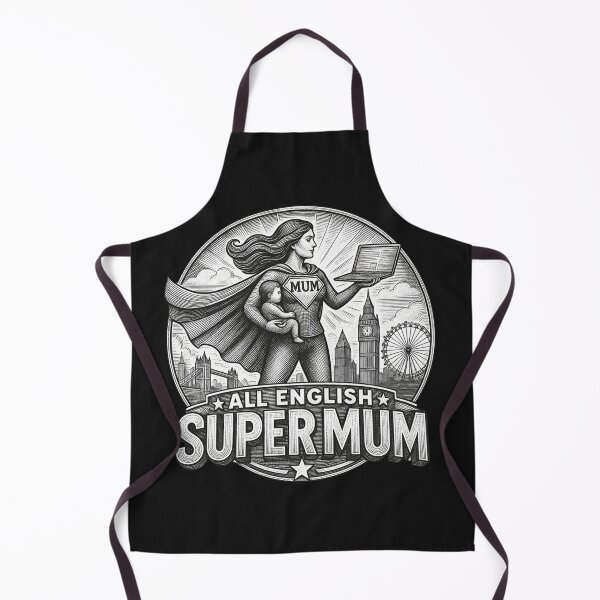 Item preview, All-English USA Super Mom | Vintage Working Mom Drawing Style | Mother's Day Gift designed and sold by Genius Geek.
