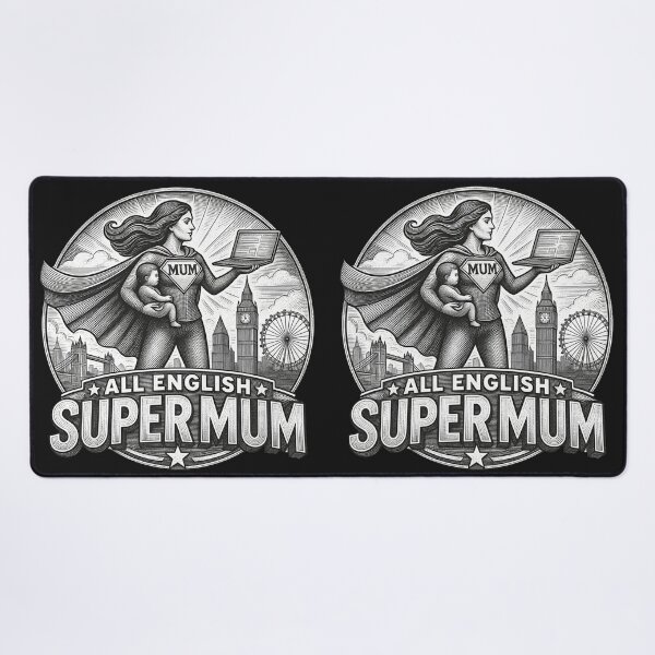 Item preview, All-English USA Super Mom | Vintage Working Mom Drawing Style | Mother's Day Gift designed and sold by Genius Geek.